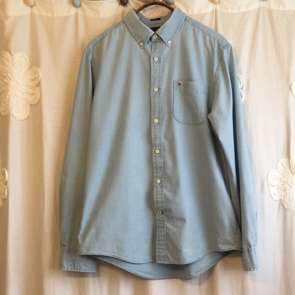 Tommy Hilfiger Indigo Custom Fit Button Down Size Large - Picture 3 of 10